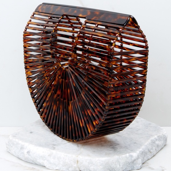 Tortoise acrylic cage bag bamboo style cage bag - Picture 3 of 4